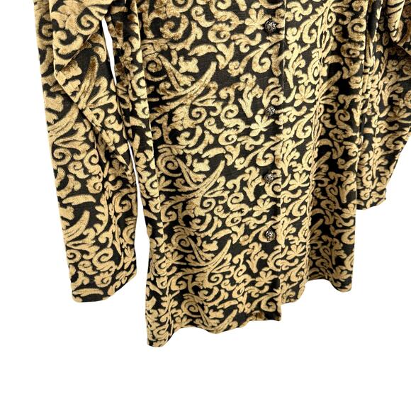 Diane Von Furstenberg Medium Vintage Gold Velvet Burnout Holiday Christmas Top - Picture 4 of 8